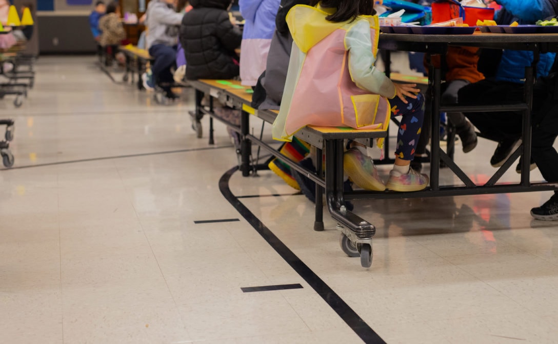 Cafeteria of kids eating lunch
