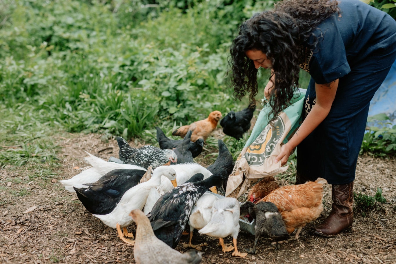Black Oregon Land Trust farmer working on an Oregon farm