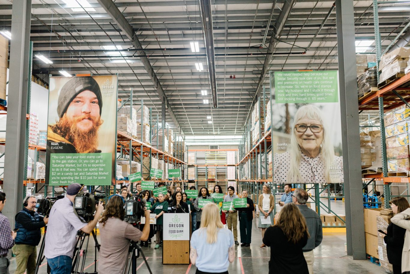 Press Conference, Andrea Williams, Inside OFB Warehouse